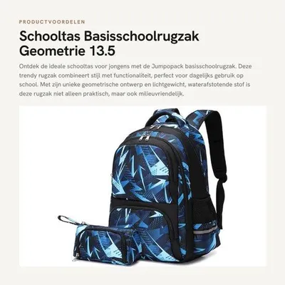 Zdjęcie produktu dla Plecak szkolny – lekki – dla uczniów szkół podstawowych – plecak dla chłopców – etui na przybory szkolne – wodoodporny – wymiary: 34,3 x 18,3 x 44,5 cm