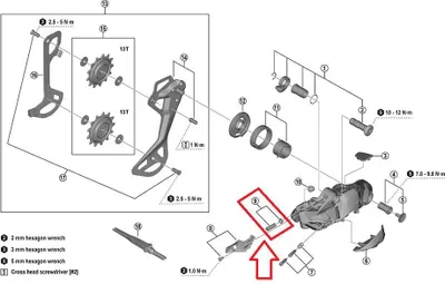 Image de Vis de réglage SHIMANO pour dérailleur arrière RD-M9250, avec plaque.