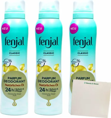 Produktbild von Fenjal Classic Deodorant Spray 3er Pack (3x150ml Flasche) + usy Block
