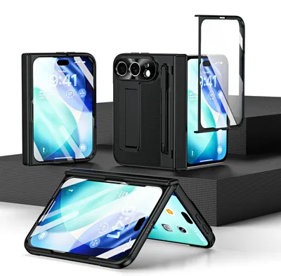 Obrázek produktu pro Pouzdro pro iPhone Duo s držákem na pero a stylusem, kryt se stojánkem, vestavěná ochrana displeje a kamery Černý