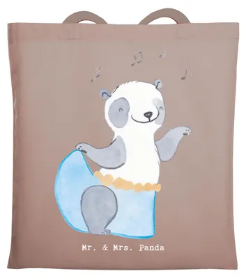 Produktbild von Mr. & Mrs. Panda Schultasche Panda Bauchtanz - Braun Pastell - Geschenk, Tanzen, Tasche, dokumententasche, Tragetasche, Jutetasche, Tote Bag, Orientalischer Tanz