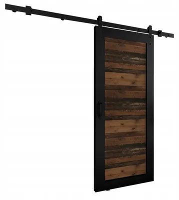 Produktbild von KierMoebel Schiebetür Komplettset LOFT ADIO 1 Schwarz & Old Style 66x205x3,2 cm, Wohnzimmer Schiebetür