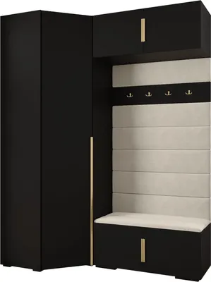 Produktbild von MEBLE KRYSPOL Inova 1 Möbelset Garderobe, 236,7x181,7x47cm - Schwarz, Manila 02, Gold