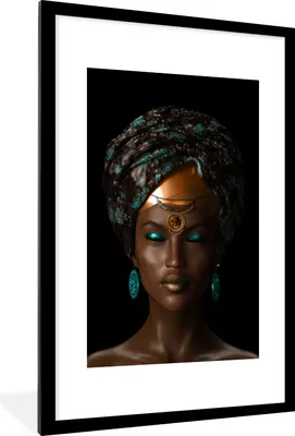 Produktbild von MuchoWow® MuchoWow® Gerahmtes Poster Frauen - Accessoires - Blau 60x90 cm - Poster mit zchwarzem Bilderrahmen - Dekoration - Wandposter Wohnzimmer - Hochwertig