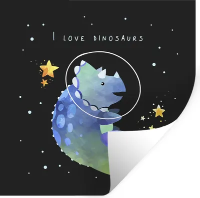 Produktbild von MuchoWow® Wandtattoo Wandsticker Wandaufkleber Zitate - Weltraum - 'Ich liebe Dinosaurier' - Sprichwörter - Mädchen - Jungen - Kinder - Kinder 30x30 cm Selbstklebend und Repositionierbar - Repositionierbar - Wasser abweisend