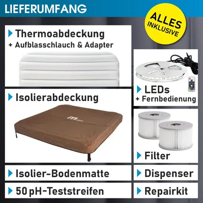 Produktbild von BRAST Whirlpool MSpa Oslo Amber mit Fester Außenwand | LED-Beleuchtung in 20 Farben für 6 Personen | 160x160x65cm | 120 Massagedüsen | Ganzjähriger Einsatz Winterfest | In & Outdoor Pool