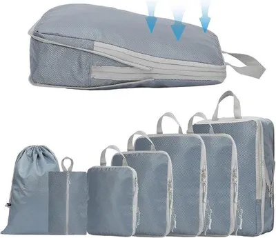 Produktbild von Famanu Kompressionswürfel Kofferorganizer - 7-teilig - Blau/Grau