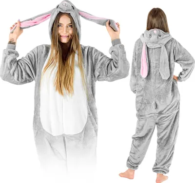 Zdjęcie produktu dla Kostium na Halloween dla kobiet i mężczyzn - jednoczęściowa piżama królik - kombinezon - kostiumy karnawałowe i piżamy dla dorosłych, rozmiar L