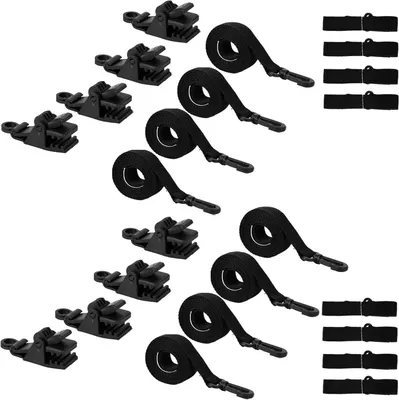 Produktbild von Befestigungssatz für Poolabdeckungen - 8 Nylonbänder - 8 Clips für Sonnenschutzabdeckungen - Klettverschlüsse - Kunststoff - 165 cm Länge - Poolabdeckung