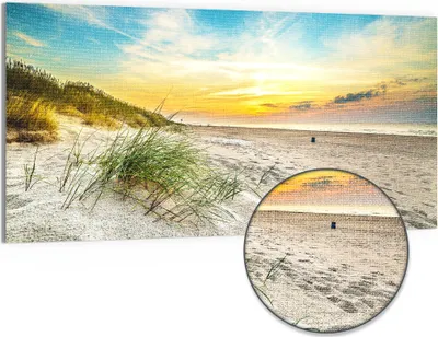 Produktbild von DEQORI Hybrid Leinwand Bild 100x50 cm 'Baltischer Dünenstrand' Wandbild Glas flach modern
