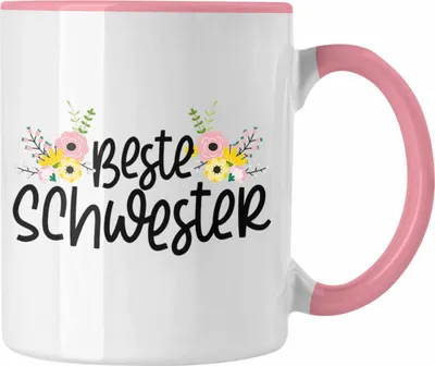Produktbild von Trendation - Beste Schwester Tasse Geschenk Schwesterherz Lustiger Spruch Geburtstag Schwester (Rosa)