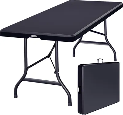 Image de CASARIA® Table de camping pliante en plastique 183x75x73cm Table de jardin 8 personnes intérieur extérieur anthracite