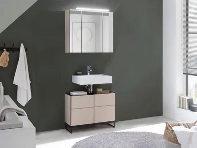 Produktbild von Badezimmer Badmöbel Set 4 VENEZIA kaschmir Spiegelschrank Wbu 80 cm