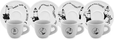 Produktbild von Bialetti Mokatassen Carosello, 4er Set, mit Untertasse, Moka Tasse, Espressotasse, Porzellan, Y0TZ033