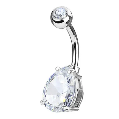 Produktbild von Taffstyle Bauchnabelpiercing Bauchnabelpiercing Banane Schmuck Stecker Tropfen Strass Kristall, Silber / 10mm