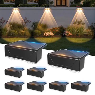 Obrázek produktu pro Solární venkovní lampy, 8 kusů, nástěnné solární svítidlo, vodotěsné