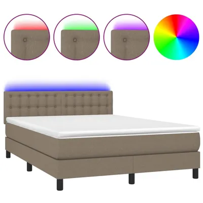 Produktbild von vidaXL Boxspringbett mit Matratze & LED Taupe 140x200 cm Stoff