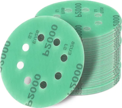 Produktbild von 20 Stück 125 mm Exzenter Schleifscheiben P2000 Körnung , 8 Loch, green Film , Haft Klett Schleifpapier