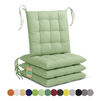 Produktbild von Lavea® Sitzkissen 40x40 cm - 4er Set, mit Stoffbändern – Outdoor & Indoor – waschbar & wetterfest – für Gartenstuhl, Balkon – Eukalyptus