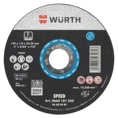 Produktbild von 25 x Würth ZEBRA Trennscheibe Speed für Stahl 125 x 1,0 x 22,23