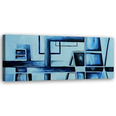 Produktbild von Leinwandbild blaue abstraktion 90x30 cm Feeby blau wandbild bereit zum aufhängen