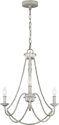 Produktbild von Kronleuchter Metall B: 48,3 cm H: max. 216 cm Grau Antik E14 3-flammig Landhaus Lüster Hängelampe