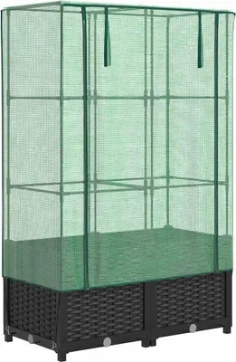 Produktbild von vidaXL Hochbeet mit Gewächshaus-Aufsatz Rattan-Optik 80x40x138 cm