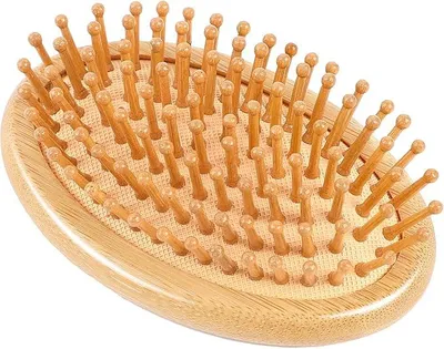 Produktbild von PolkaHome® Bambusbürste für Haarwachstum, natürliche Holz-Kopfhautbürste, Mini-Haar-Kopfhautstimulator, Entwirrende Haarbürste für