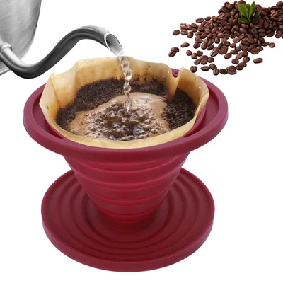 Productafbeelding van Opvouwbare koffiefilter - Herbruikbare siliconen koffiefilterhouder - Geschikt voor kamperen, op kantoor en thuis