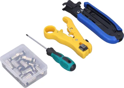 Image de Kit de sertissage de câble coaxial Outil de compression coaxial multifonctionnel Kit d'outils de réseau pour le dénudage