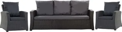Produktbild von Polyrattan-Möbelkissen set 5-Sitzer 168x50cm + 2x 56x52cm| Sitzkissen-Set Schwarz, Sofakissen, Outdoor-Kissen mit Rückenlehne, Gartenstuhle-Kissen