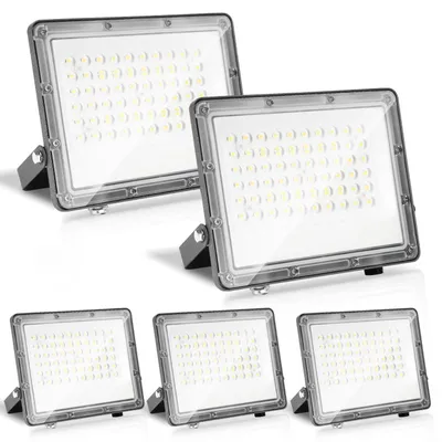 Obrázek produktu pro Ikodm LED reflektor pro venkovní použití, 50W, IP65, LED světlomet z hliníku, vhodný pro venkovní použití a průmysl, studená bílá barva (6000K), sada 5 kusů