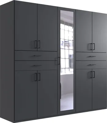 Produktbild von Kleiderschrank Taiga Drehtürenschrank mit Spiegel Ausführung wählbarGraphit
