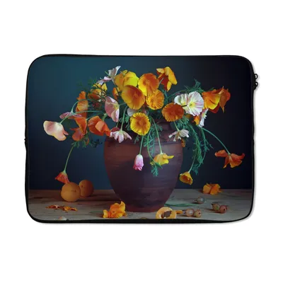 Produktbild von MuchoWow® Laptop Hülle 14 ZollVase - Farben - Stilleben Laptoptasche - Laptoptasche - Stoßsicher - Schutzhaube