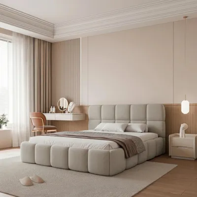 Produktbild von Polsterbett CERETTO 140x200 Kaltbeige Boucle mit Bettkasten & Lattenrost