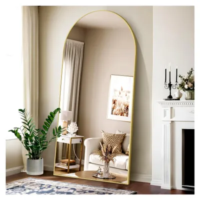 Produktbild von Ganzkörperspiegel, 192 x 85 cm Standspiegel mit goldenem Aluminiumrahmen, großer Wandspiegel für Schlafzimmer, Eingangsbereich, Flur und Heimdekoration