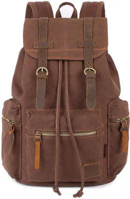 Produktbild von Retro Rucksack 15 Zoll, Groß, Braun, für Wandern und Schule