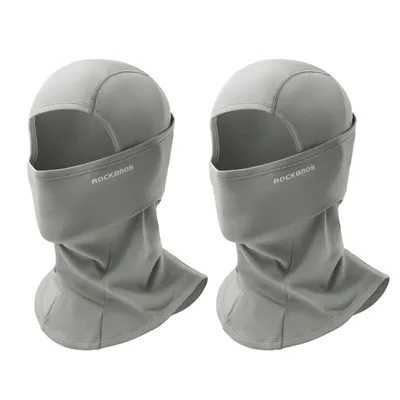 Image de ROCKBROS 2pcs Cagoule Automne Hiver pour les sports de plein air Vélo Moto Balaclava Réfléchissant Coupe-vent Anti-Poussière, Gris Clair