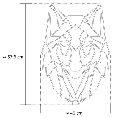 Produktbild von Wanddeko Metall Wandbild Metallbild Geometrische Wandkunst 3D Wolf 40 x 58 cm, Farbe:Wolf 3D Rot