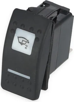 Produktbild von Tastschalter ON-OFF + Schaltsymbol wählbar, max. Belastung 25 Amp. bei 12 Volt,  21,5 x 36,8 mm Symbol: Bilgenpumpe 2