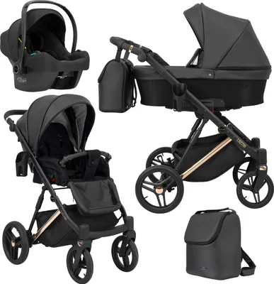 Produktbild von Kinderwagen LAZZIO PREMIUM Sportwagen Babywagen Babyschale Komplettset Kinder Wagen Autositz Set 3 in 1 (LAZ-11, Rahmenfarbe: Kupfer)