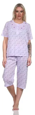 Produktbild von Damen Capri Pyjama mit kurzen Ärmeln; Flieder/L/40