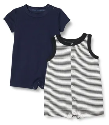 Productafbeelding van A. Essentials: Set van 2 unisex babyrompertjes, mouwloos en met korte mouwen