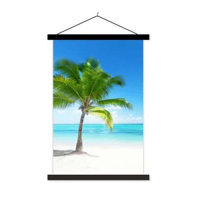 Produktbild von MuchoWow® Textilposter Palme - Strand - Meer - Sommer 40x60 cm mit schwarzem Rahmen - Wanddekorationen