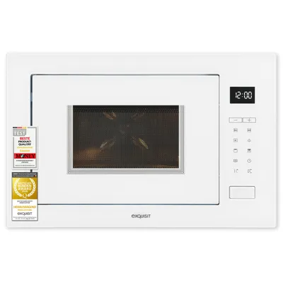 Produktbild von Exquisit Einbau-Mikrowelle EMW525-G-021 weiß | 25 l Garraum | 900 W Mikrowelle, 1200 W Grill | 8 Automatikprogramme, Uhranzeige