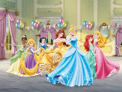 Zdjęcie produktu dla Disney fototapeta księżniczki żółtym,niebieskimIzielonym - 600586 - 360 x 270 cm