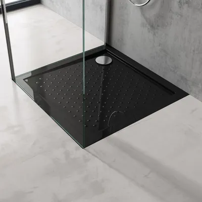 Immagine prodotto di doporro Piatto Doccia 90x90 Rettangolare in Acrilico Nero H 4 cm Ultraslim con Design Antiscivolo - Lucia01AR