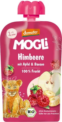 MUS JABŁKO - BANAN - MALINA BEZ DODATKU CUKRÓW OD 1 ROKU DEMETER BIO 100 g - MOGLI