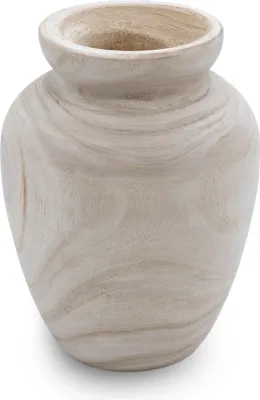 Immagine prodotto di 1.07 Vaso decorativo ovale 22 x 17 cm in legno di paulownia - piccolo vaso da decorazione