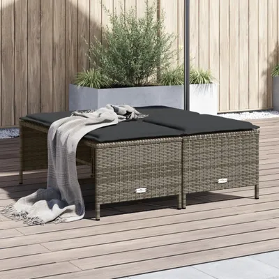 Produktbild von Möbel Gartenhocker mit Kissen 4 Stk. Grau Poly Rattan - Gartenhocker 368364